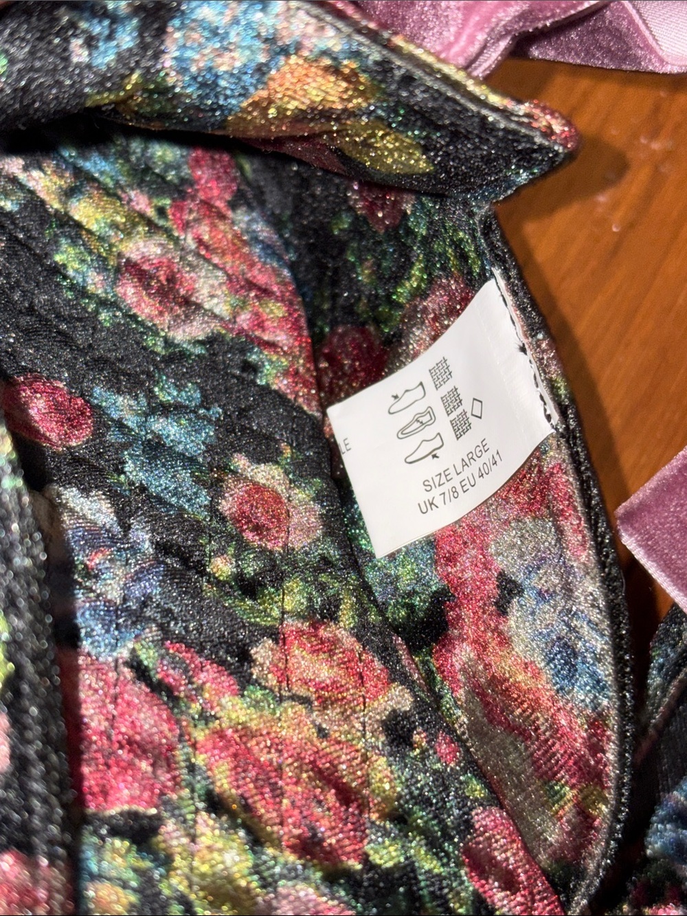 NWOT Kurt Geiger Velvet Floral Pointed Mules Mauve Bow large size 7-8 Slippers - Picture 4 of 5